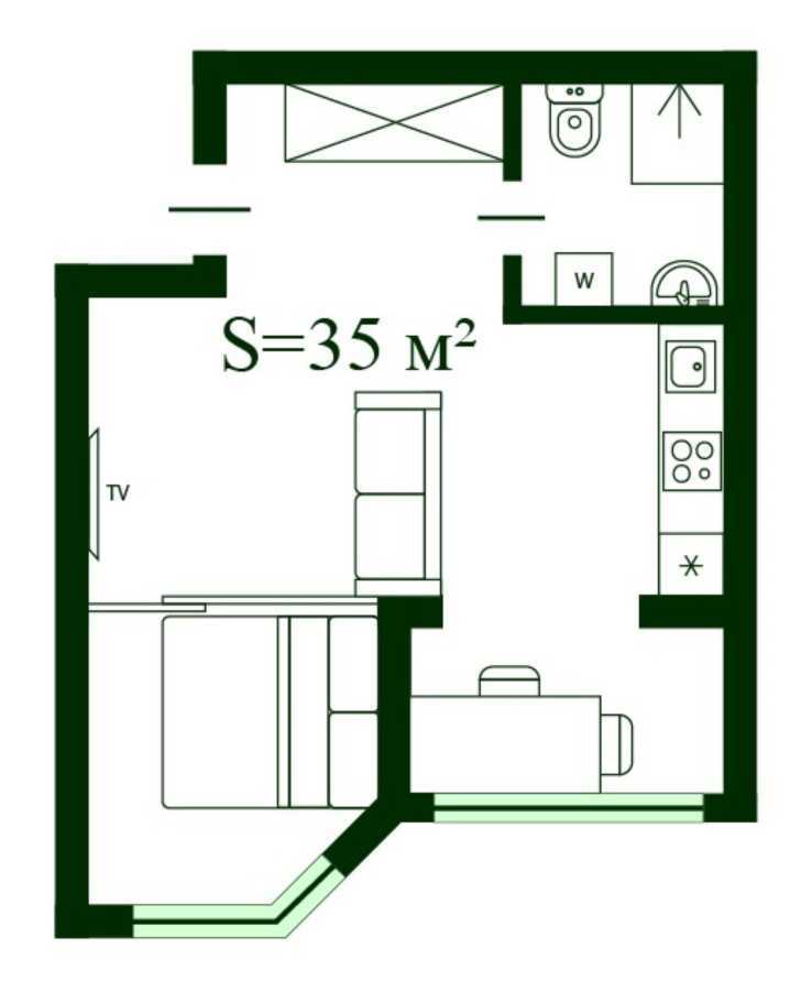 Продаж 1-кімнатної квартири 35 м², Миру вул., 2В