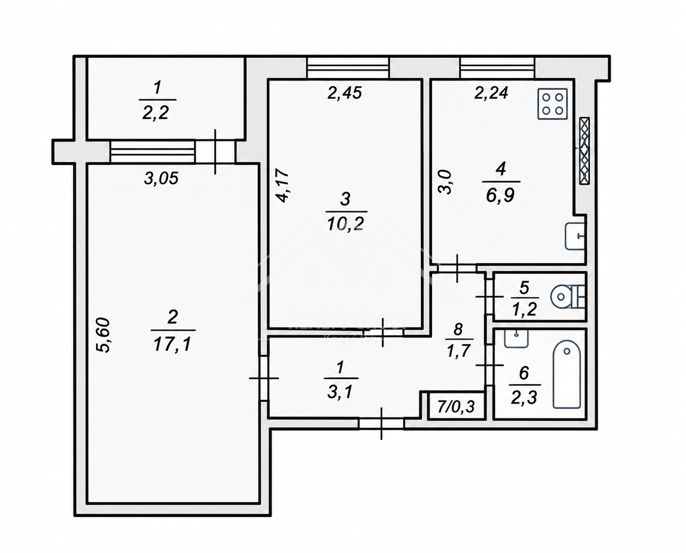 Продажа 2-комнатной квартиры 45 м², Десантная ул.