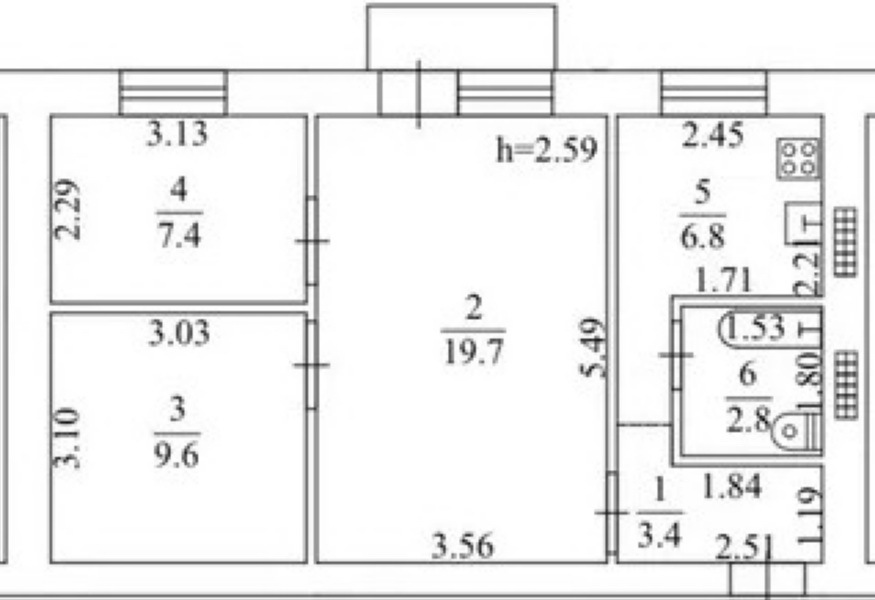 Продажа 3-комнатной квартиры 50.3 м², Болгарская ул.