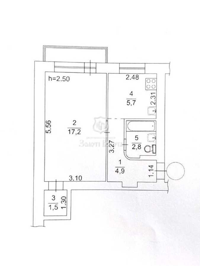 Продаж 1-кімнатної квартири 32.1 м², Князів Острозьких, 36