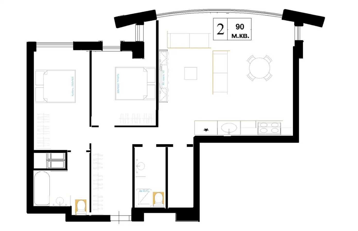 Оренда 3-кімнатної квартири 90 м², Іоанна Павла ІІ вул., 6/1
