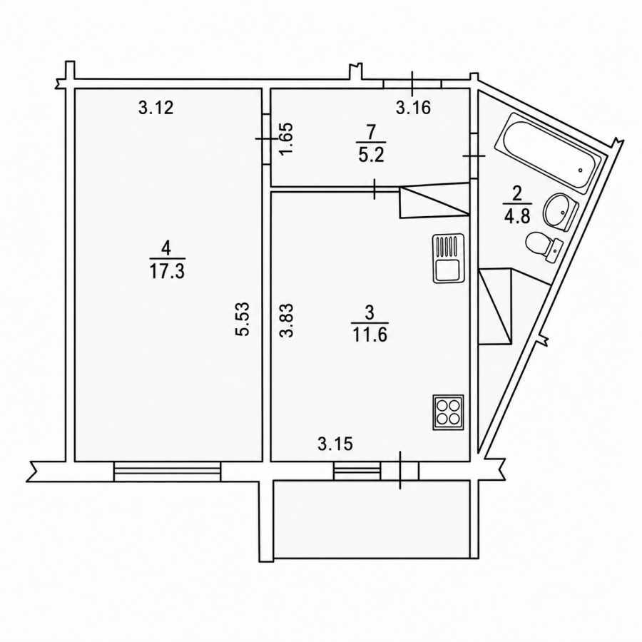 Продажа 1-комнатной квартиры 44 м², Петра Григоренко просп., 12