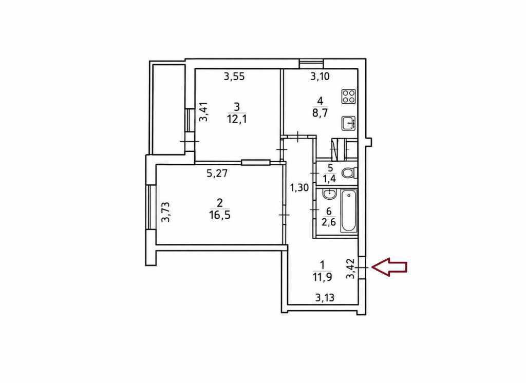 Аренда 2-комнатной квартиры 55.8 м², Урловская ул., 23В