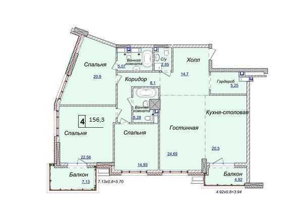 Продажа 4-комнатной квартиры 156.3 м², Андрия Кизила ул., Верхогляда, 17Б