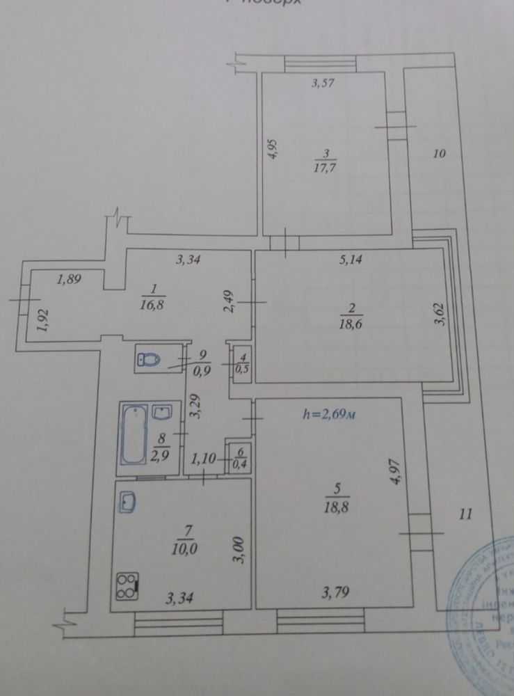 Продажа 3-комнатной квартиры 94 м², Михаила Донца ул., Омеляновича-Павленка, 19
