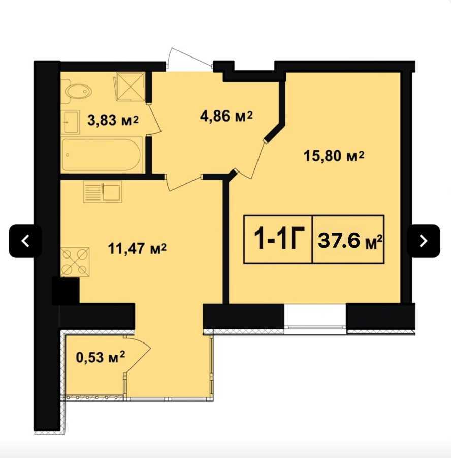 Продажа 1-комнатной квартиры 37.6 м², Свято-Покровская ул., 73Л