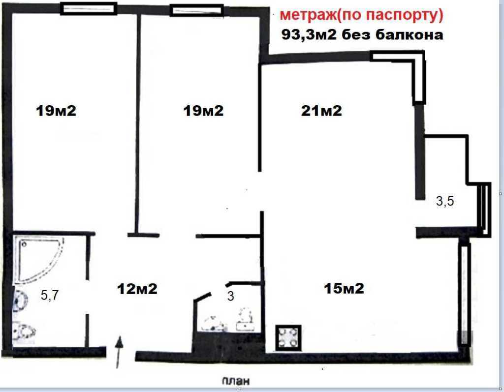 Оренда 3-кімнатної квартири 94 м², Білоруська вул., 3