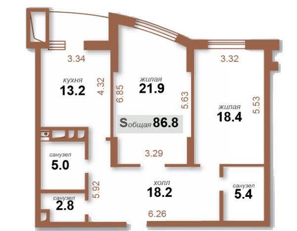 Продажа 2-комнатной квартиры 86.8 м², Петра Запорожца ул., 26А