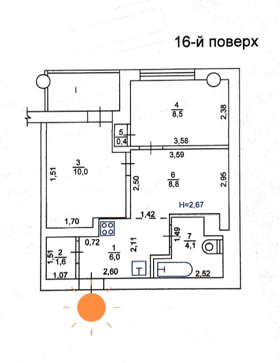 Продажа 1-комнатной квартиры 42 м², Юбилейный просп., 61Д