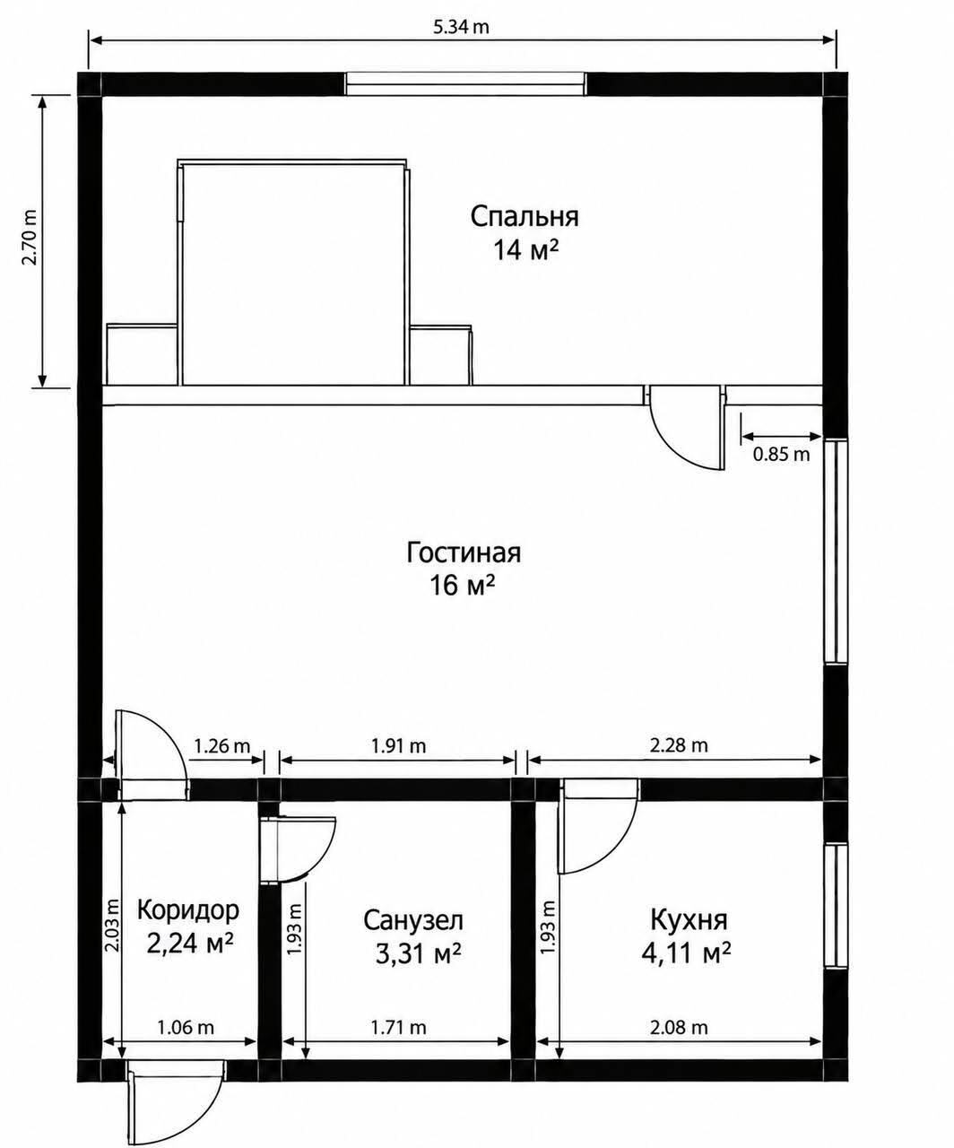 Продажа 2-комнатной квартиры 42.1 м², Резницкая ул., 6