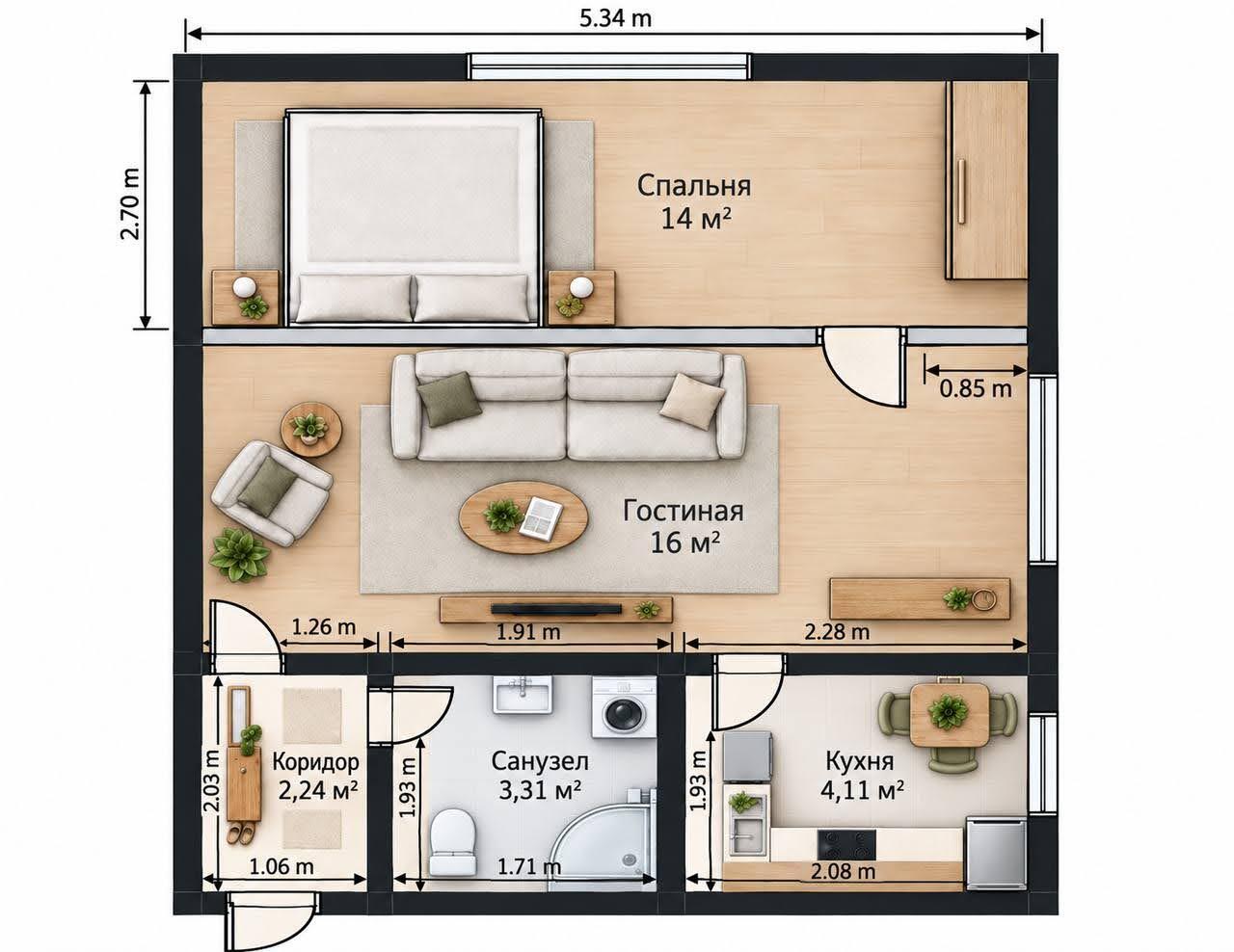 Продажа 2-комнатной квартиры 42.1 м², Резницкая ул., 6