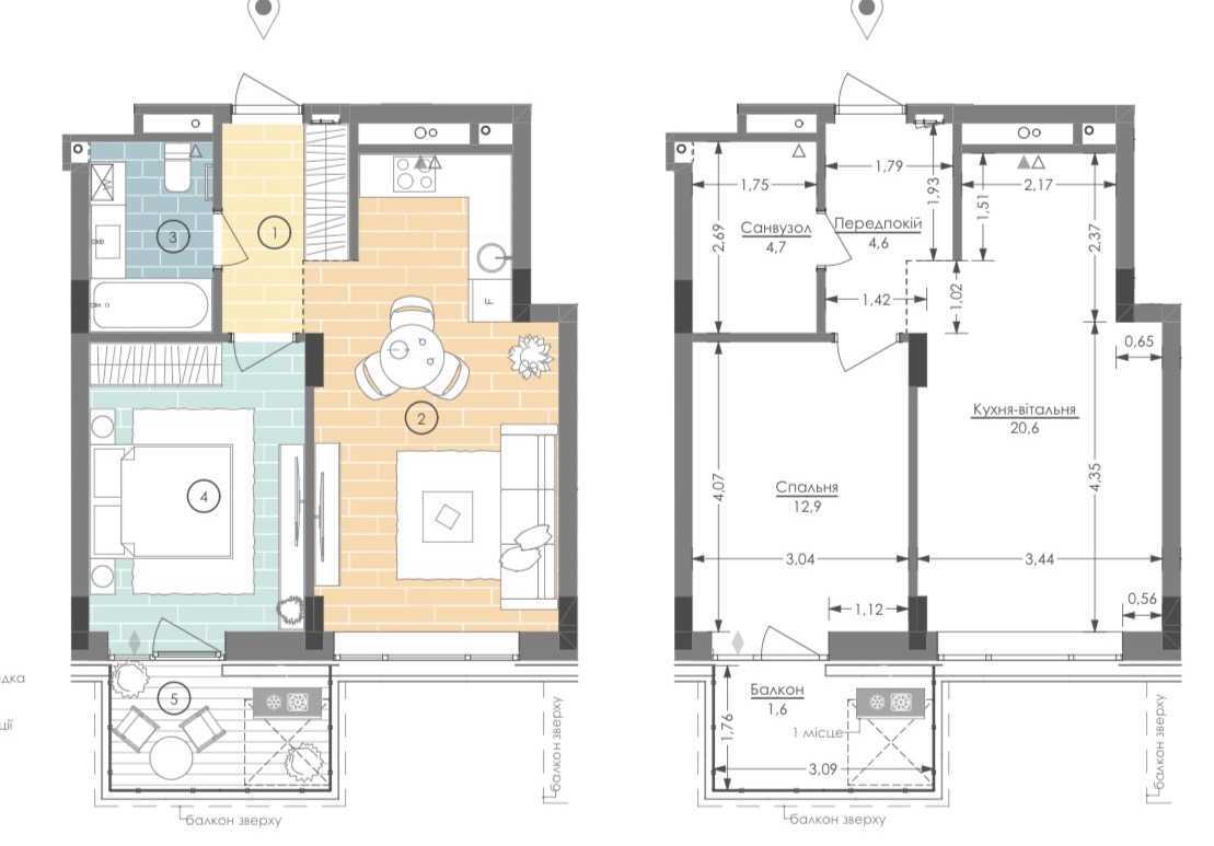 Продаж 1-кімнатної квартири 44.4 м², Сім`Ї Хохлових вул.