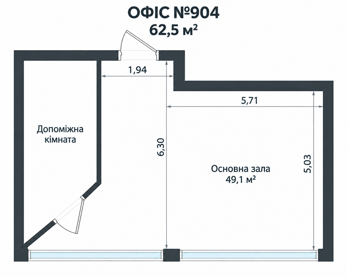 Аренда офиса 62.5 м², Богдана Хмельницкого ул., 176