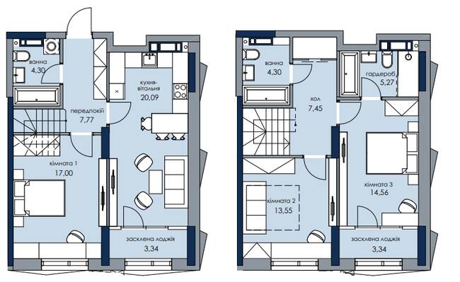 Двухуровневые планировки квартир в ЖК Новый Автограф, Киев — Domik.ua