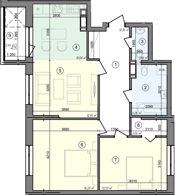 Трехкомнатные планировки квартир в ЖК Голосеевская Долина, Киев — Domik.ua