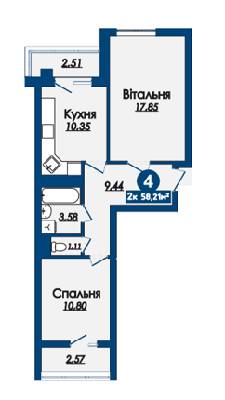 2-кімнатна 58.21 м² в ЖК Kaiser Comfort від 18 410 грн/м², Львів