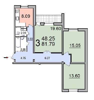 3-кімнатна 81.79 м² в ЖК на вул. Березова (Кірова), 28 від забудовника, м. Бровари