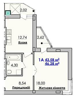 1-кімнатна 46.28 м² в ЖК Гармонія від 14 100 грн/м², м. Стрий