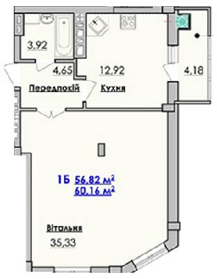 1-кімнатна 60.16 м² в ЖК Гармонія від 17 650 грн/м², м. Стрий