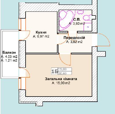 1-комнатная 30.6 м² в ЖК Талисман от застройщика, г. Ирпень