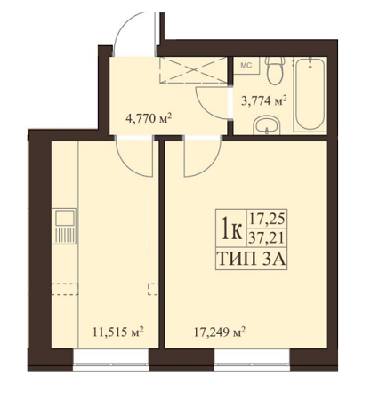 1-комнатная 37.21 м² в ЖК Вересневый от 13 150 грн/м², пгт Гостомель