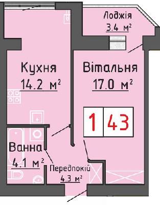 1-кімнатна 43 м² в ЖК Волошковий дім від забудовника, с. Липини