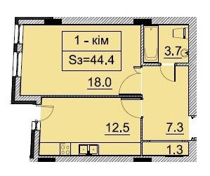 1-кімнатна 44.4 м² в ЖК Monaco від забудовника, Львів