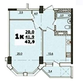 1-кімнатна 42.9 м² в ЖК Нова Європа від 13 540 грн/м², с. Ілічанка