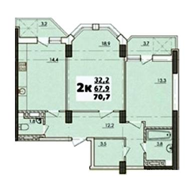2-комнатная 70.7 м² в ЖК Новая Европа от 13 050 грн/м², с. Иличанка