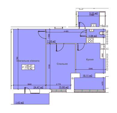 2-комнатная 75.42 м² в ЖК Ривьера от застройщика, Хмельницкий