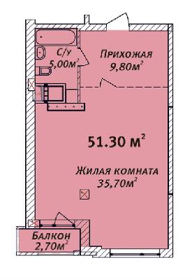 1-кімнатна 51.3 м² в ЖК Будинок на Осіпова від забудовника, Одеса