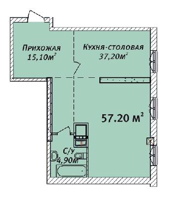 1-комнатная 57.2 м² в ЖК Дом на Осипова от застройщика, Одесса