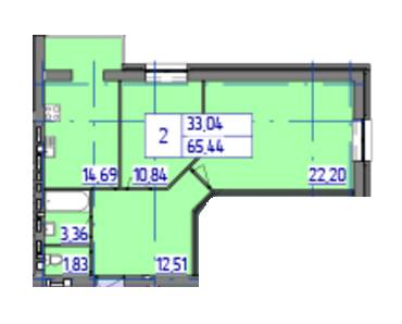 2-кімнатна 65.44 м² в ЖК Тріумф від 13 300 грн/м², Вінниця