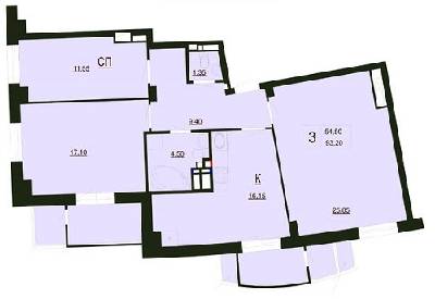 3-комнатная 93.2 м² в ЖК Park Tower от застройщика, Винница