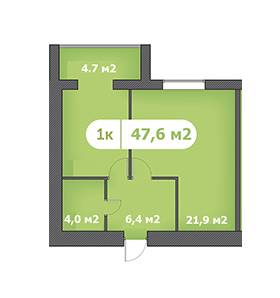 1-комнатная 47.6 м² в ЖК Затишна Оселя от застройщика, пгт Глеваха