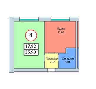 1-комнатная 35.9 м² в ЖК Мрія от застройщика, г. Мукачево