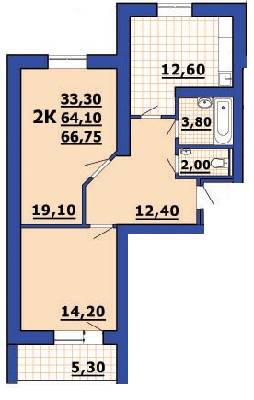 2-комнатная 66.75 м² в ЖК на просп. 200-летия Херсона, 36 от 10 000 грн/м², Херсон