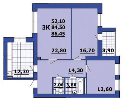 3-комнатная 86.45 м² в ЖК на просп. 200-летия Херсона, 36 от 10 000 грн/м², Херсон
