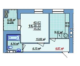 1-кімнатна 40.62 м² в ЖК на вул.Іллюши Кулика, 143А від 10 950 грн/м², Херсон