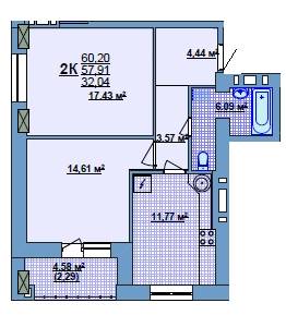 2-комнатная 60.2 м² в ЖК на ул. Илюши Кулика, 143А от 10 950 грн/м², Херсон