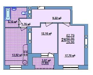 2-кімнатна 62.79 м² в ЖК на вул.Іллюши Кулика, 143А від 10 950 грн/м², Херсон