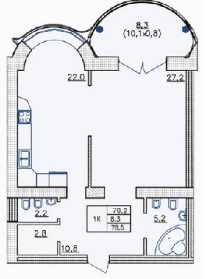 1-комнатная 78.5 м² в ЖК на Французском бульваре, 29 от 56 550 грн/м², Одесса