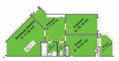 2-кімнатна 55.52 м² в ЖК Квартал Буча від забудовника, м. Буча