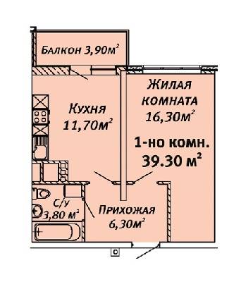 1-комнатная 39.3 м² в ЖК Альтаир от застройщика, Одесса