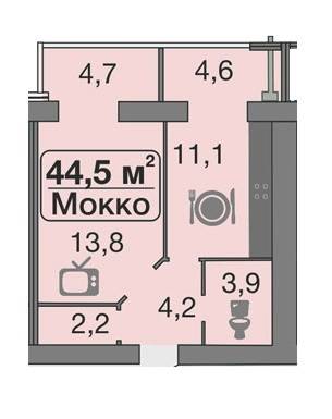 1-комнатная 44.5 м² в ЖК Днепровская Брама от 11 000 грн/м², пгт Слобожанское