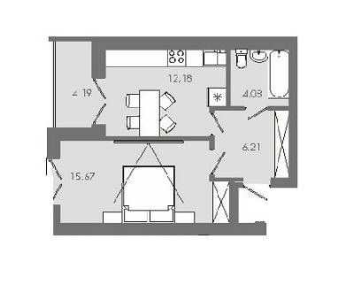 1-комнатная 40.23 м² в ЖК Avalon 5 от 13 700 грн/м², Винница