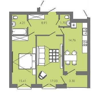 2-комнатная 63.68 м² в ЖК Avalon 5 от 15 400 грн/м², Винница