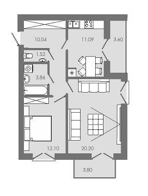 2-комнатная 61.76 м² в ЖК Avalon 5 от 15 400 грн/м², Винница