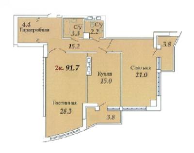 2-комнатная 91.7 м² в ЖК Одиссей от 16 000 грн/м², Одесса