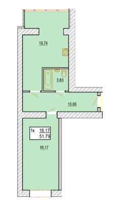 1-комнатная 51.79 м² в ЖК Pirogovsky от 15 000 грн/м², Винница